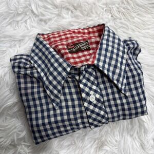 Vintage 70s Levis Gingham Plaid Shirt Mens 2XL XXL  Button Up Brown Tab Gingham